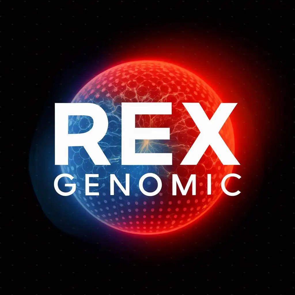logo, Future, red, black, with the text "Rex Genomic", typography, be used in Technology industry