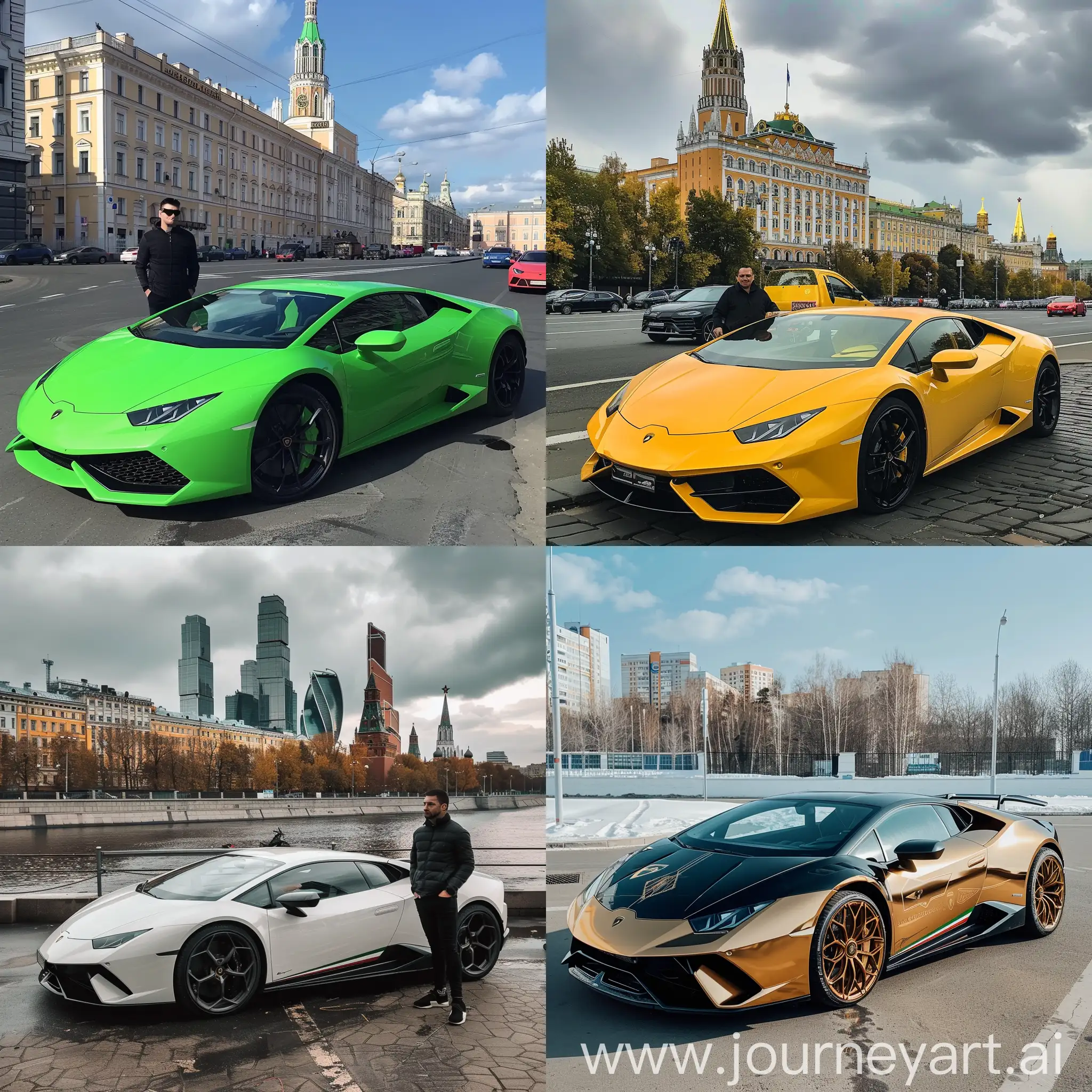 Very rich person in Lamborghini near Moscow