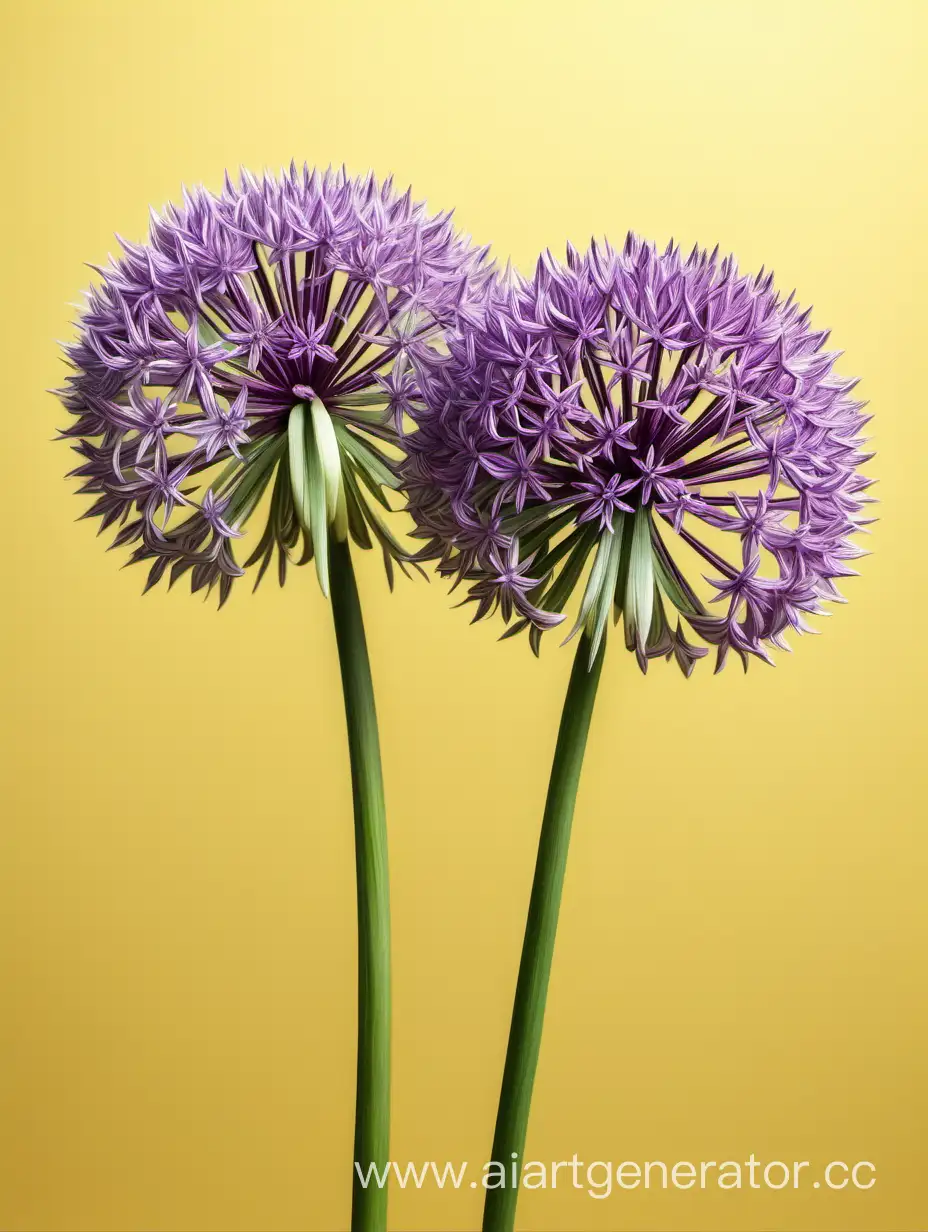 Vibrant-Allium-Flowers-on-Yellow-Background-HighResolution-8K-Image-with-Exquisite-Details