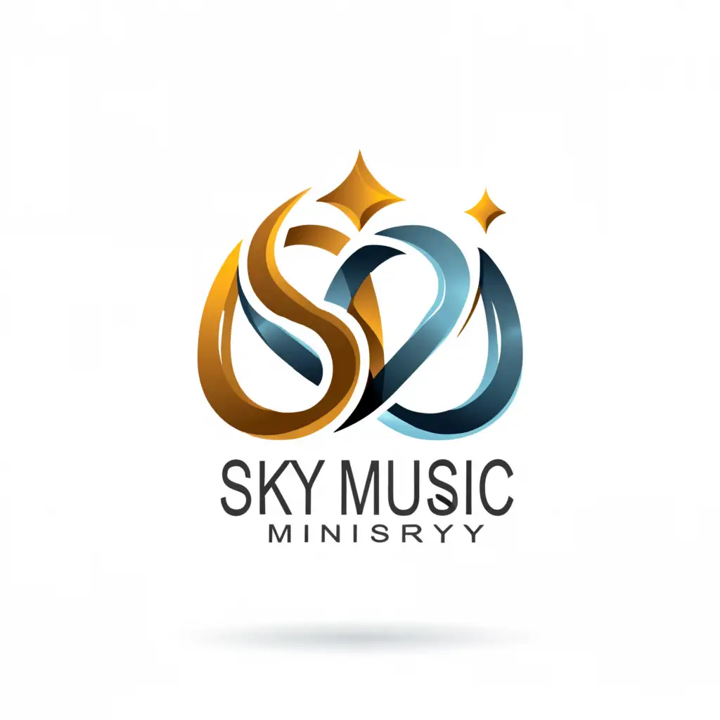 a logo design,with the text "SKY MUSIC MINISTRY", main symbol:SM,Moderate,be used in Religious industry,clear background