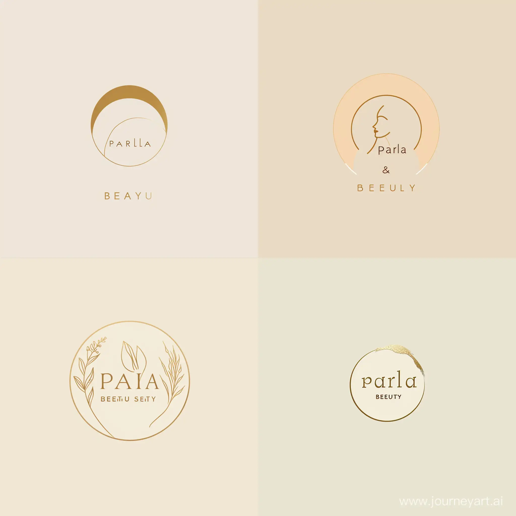 I need a logo for my beauty salon. Its name is 'Parla'. Use both 'parla' & 'beauty' words in logo. I prefer the rounded shape logo. I should be in minimalist and simple style. If you wanna to use color, I'd prefer cream and gold.