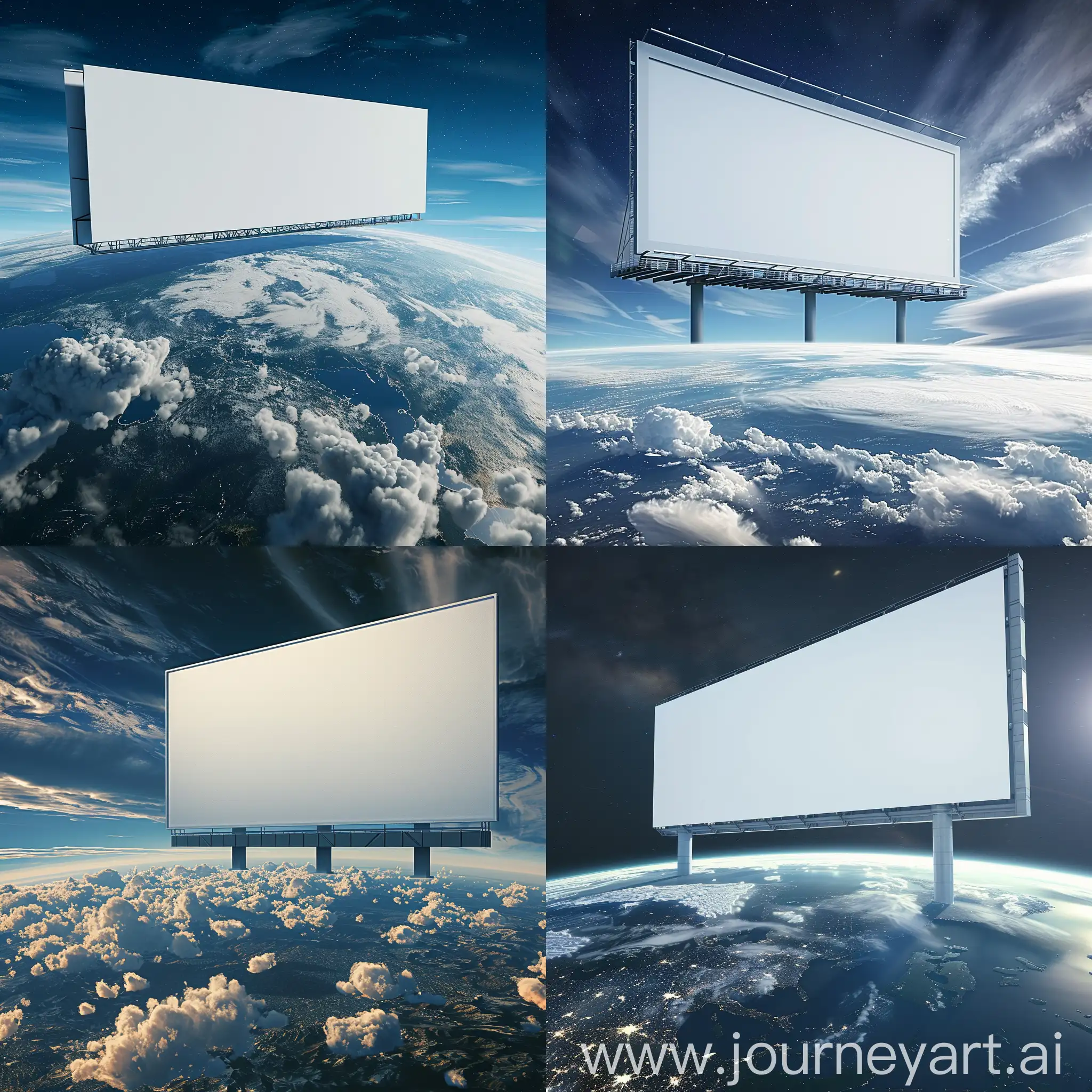 a very big blank bill board on top of earth, photoreal , real