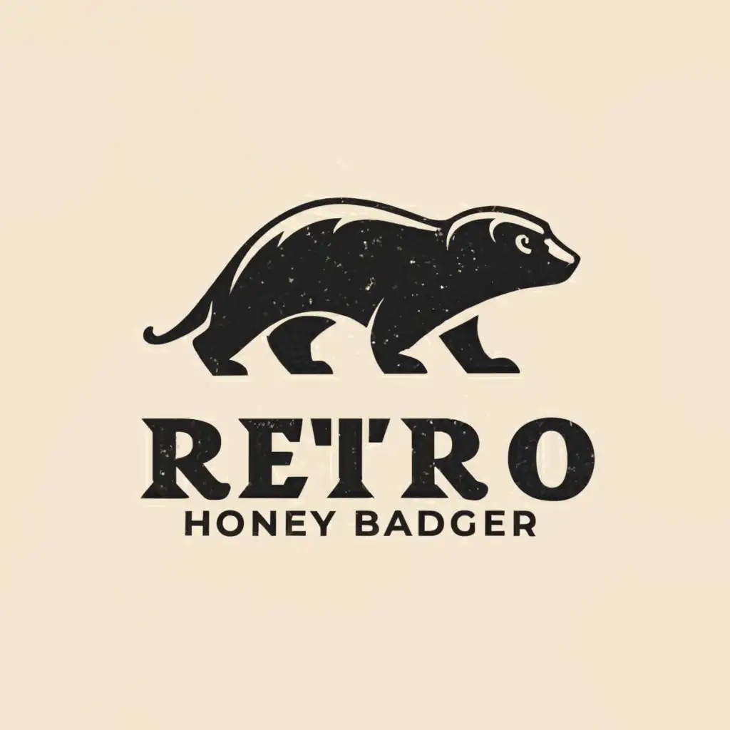 a logo design,with the text "Retro honey badger", main symbol:honey badger,Minimalistic,be used in Entertainment industry,clear background