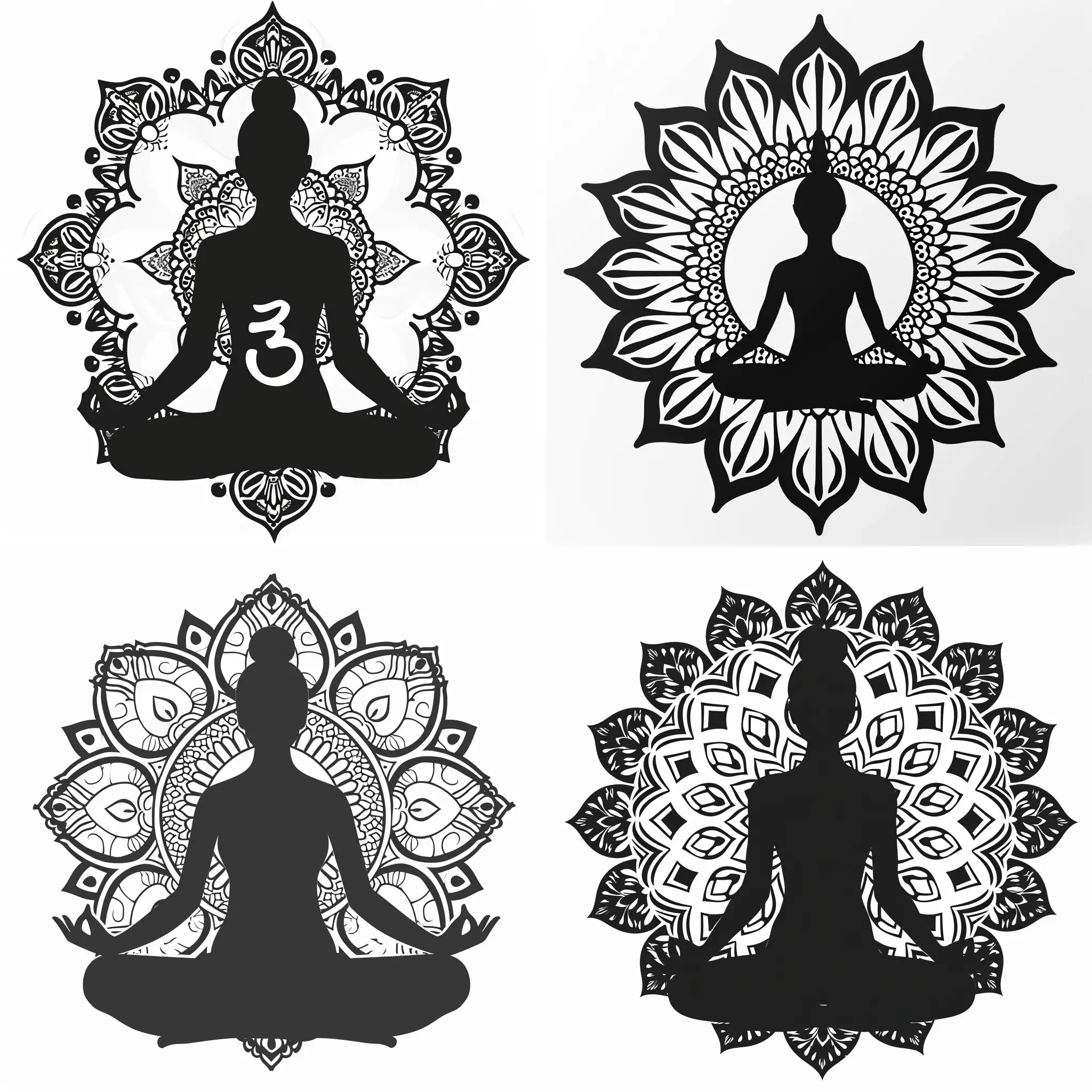 Harmony-and-Balance-Yoga-Symbol-Silhouette-with-Mandala-on-White-Background