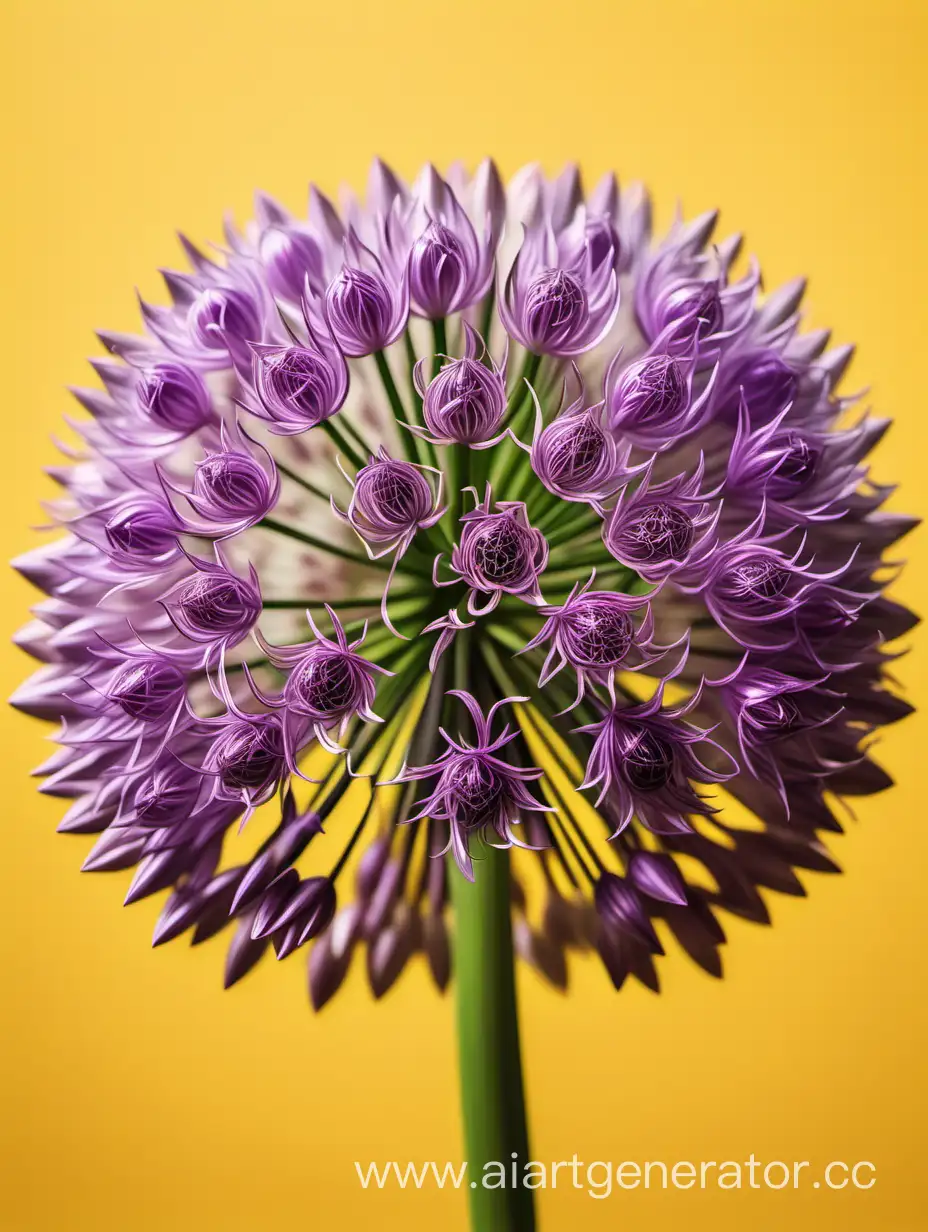 Vibrant-Allium-Flower-in-Detailed-8K-Resolution-against-Yellow-Background