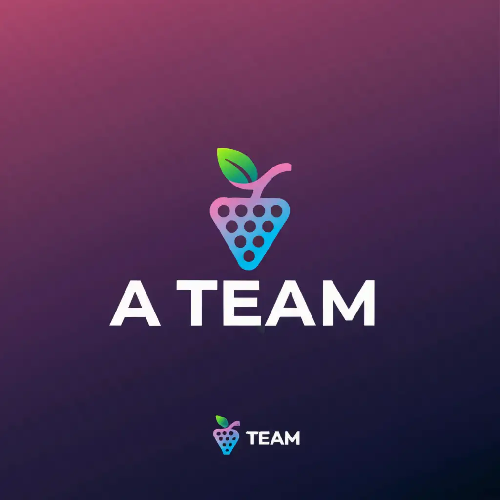 a logo design, with the text 'A TEAM', main symbol: grape, Moderate, to be used in Internet industry, clear background