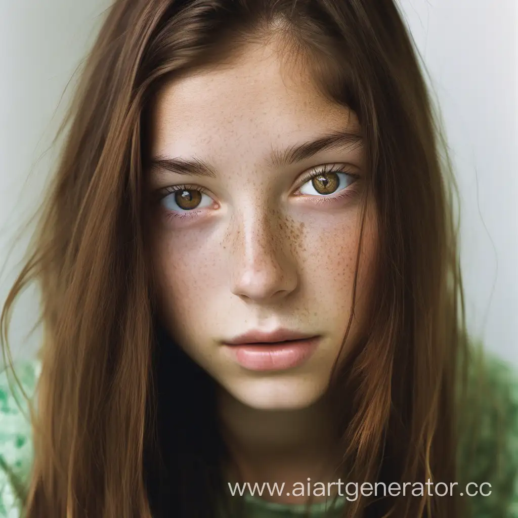 Portrait-of-an-18YearOld-Girl-with-Long-Brown-Hair-and-Freckles