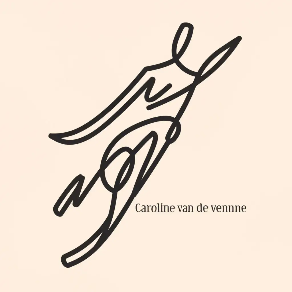 logo, elegant shape of body, with the text "Caroline Van de Venne", typography
