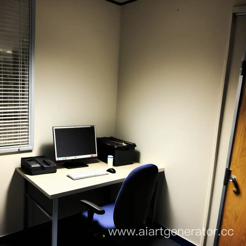 Nighttime-Security-Office-with-Illuminated-Desk-and-Window
