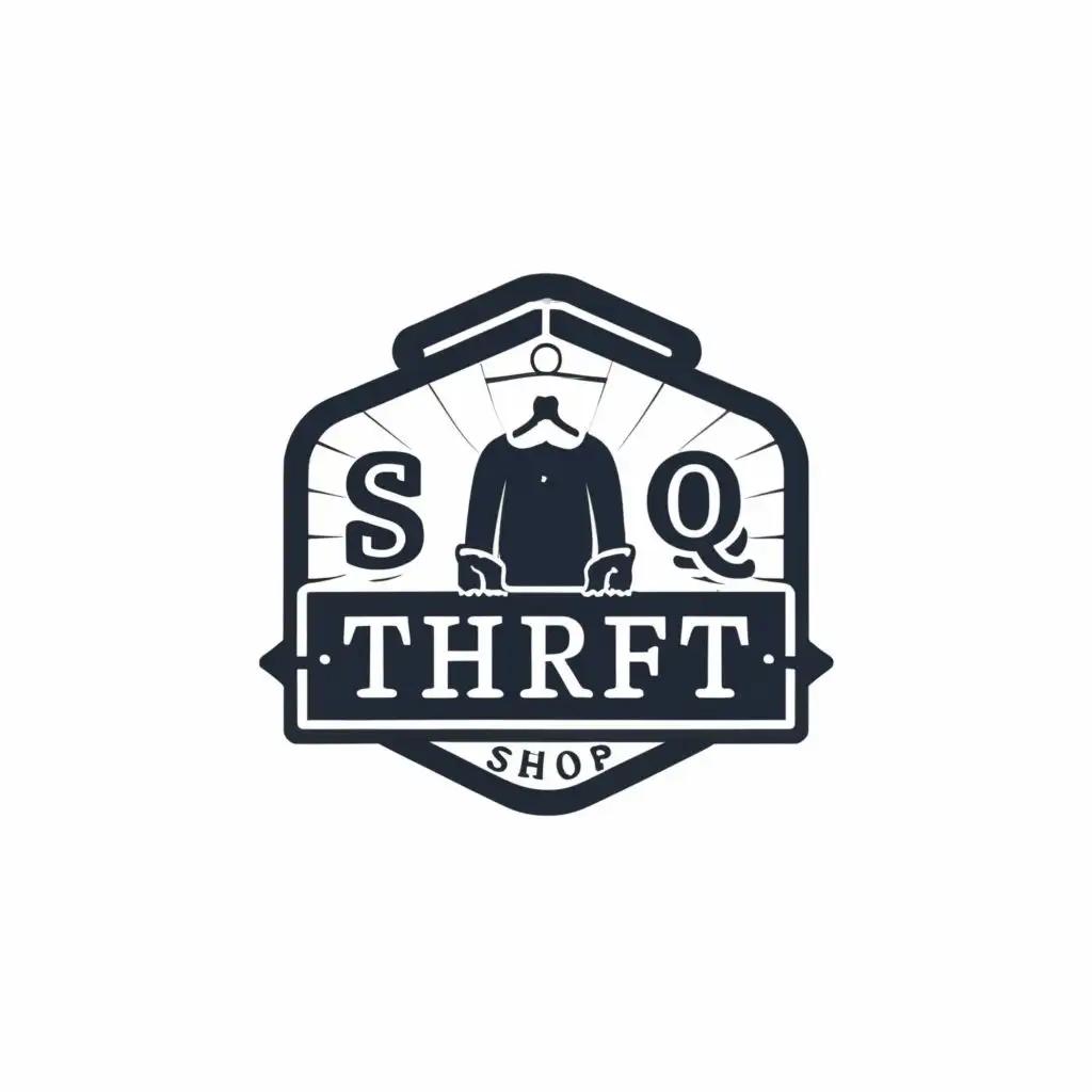 LOGO-Design-for-SQ-Thrift-Shop-Monochromatic-Canine-Chic-Typography