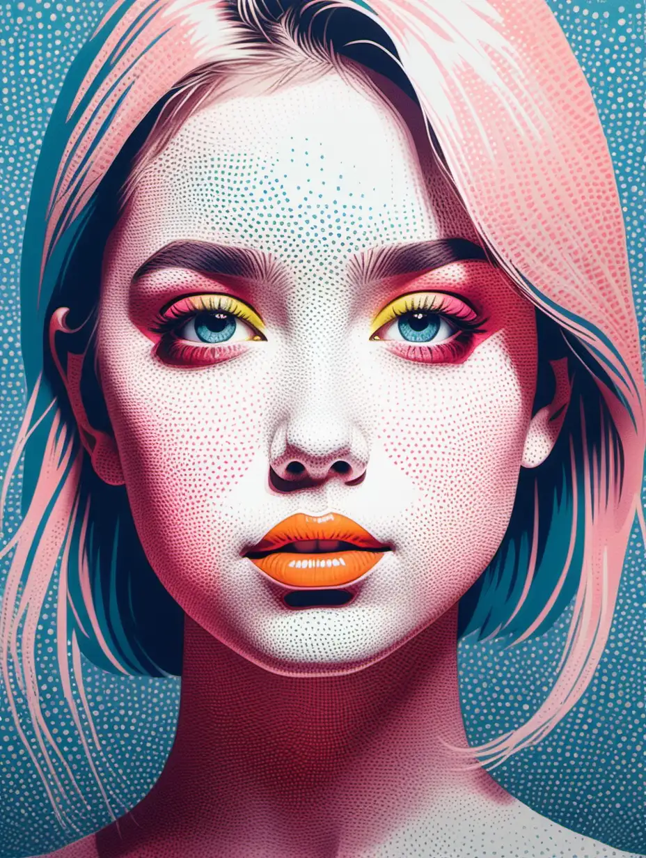 https://s.mj.run/cJMkPl0iMBI https://s.mj.run/z7ibHFKh7YI Minimalist girl face illustrations in pointillism, in pop-art style, softpastel color 