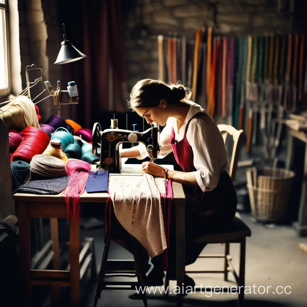 Modern-Weavers-Workshop-Woman-Sewing-on-a-Machine