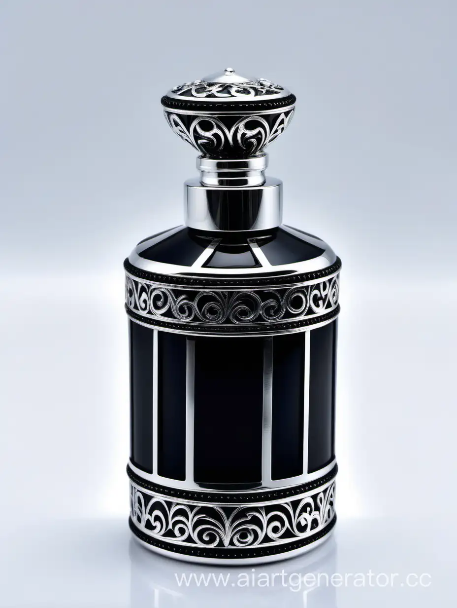Luxurious-Zamac-Perfume-Bottle-with-Royal-Black-and-Turquoise-Ornamentation