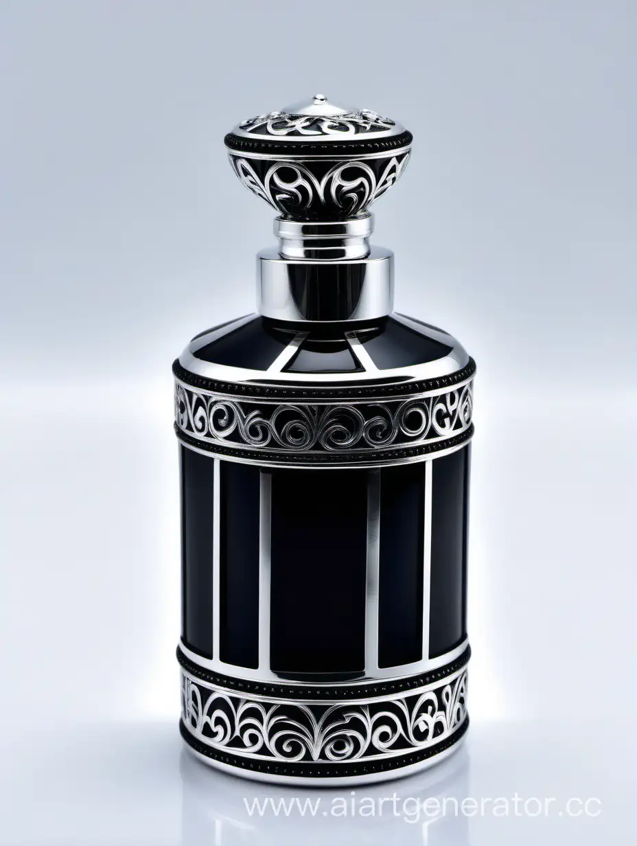 Zamac Perfume decorative ornamental  black, royal dark torquious  heavy bottle double in height  with stylish Silver lines cap and bottle