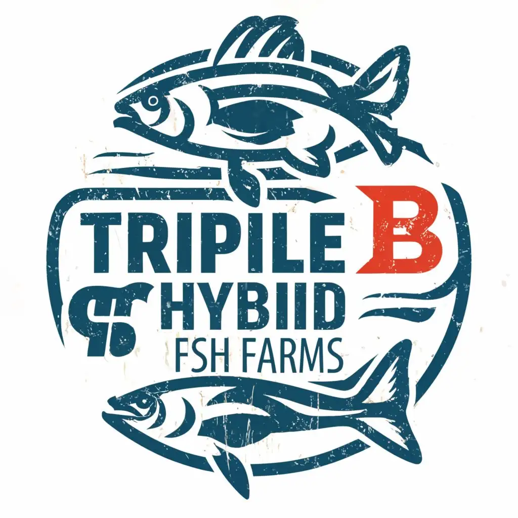 logo, fish, with the text "Triple B Hybrid Fish Farms", typography
