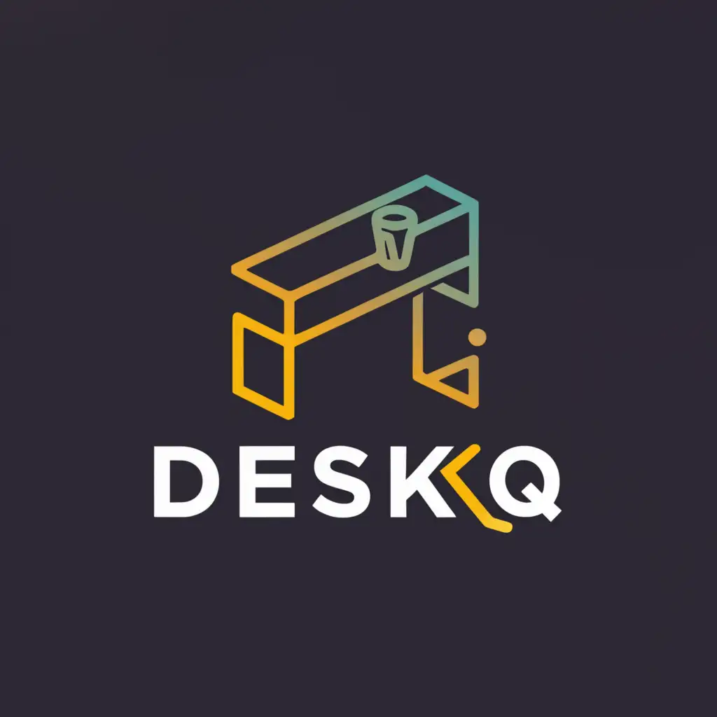 a logo design,with the text "Deskq", main symbol:A desk,Minimalistic,be used in Home Family industry,clear background