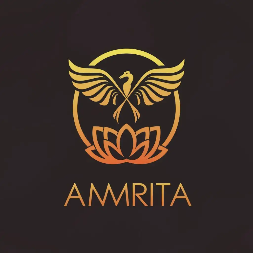 logo, Phoenix, lotus, infinity, with the text "Amrita", typography