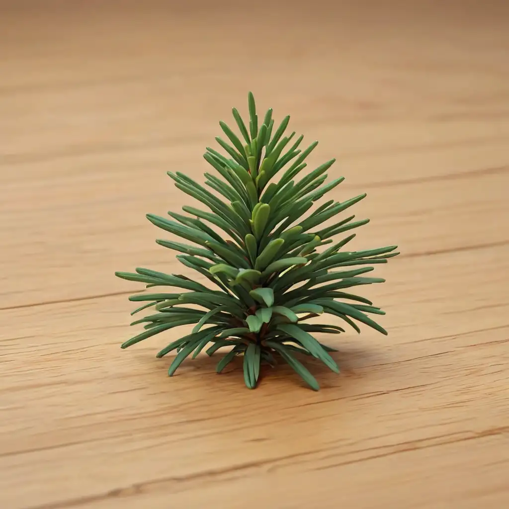 Chibi Style Pine Needle on Flat Color Floor