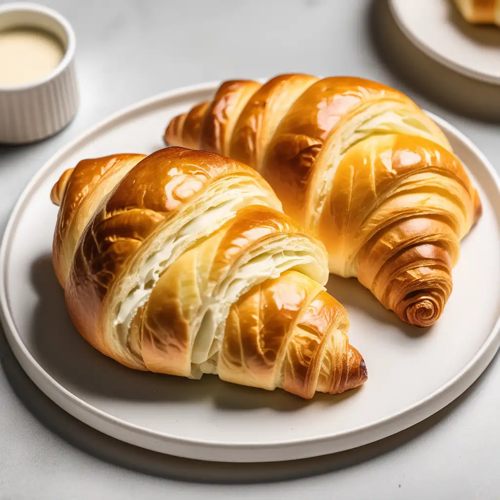 Delicious Croissant Roll Presentation on Elegant Plate