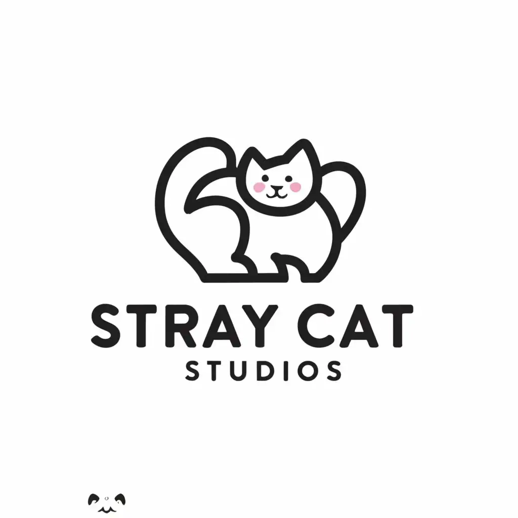 LOGO-Design-For-Stray-Cat-Studios-Minimalistic-Fat-Cat-Symbol-on-Clear-Background