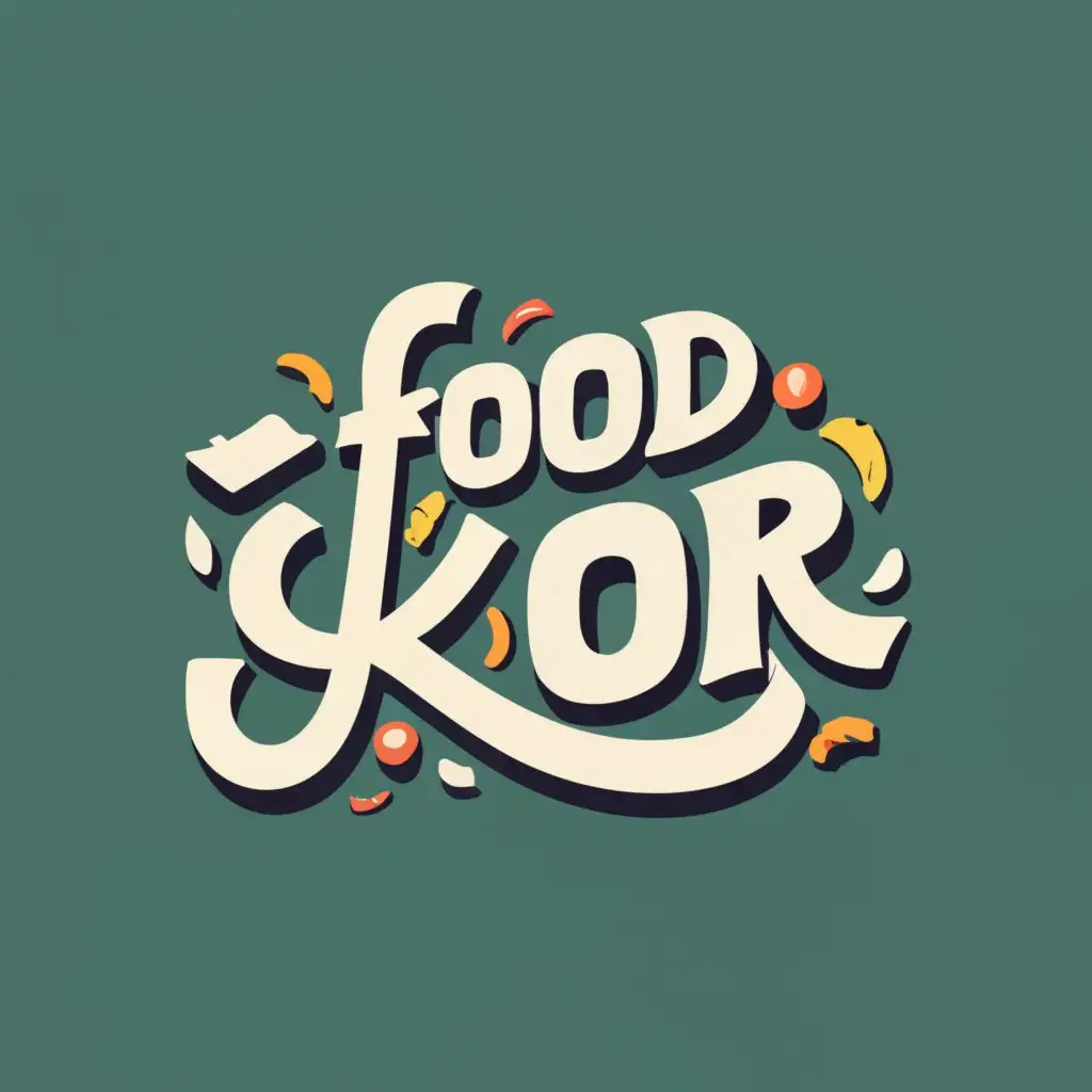 logo, creative letters, with the text "FOOD KOR", typography