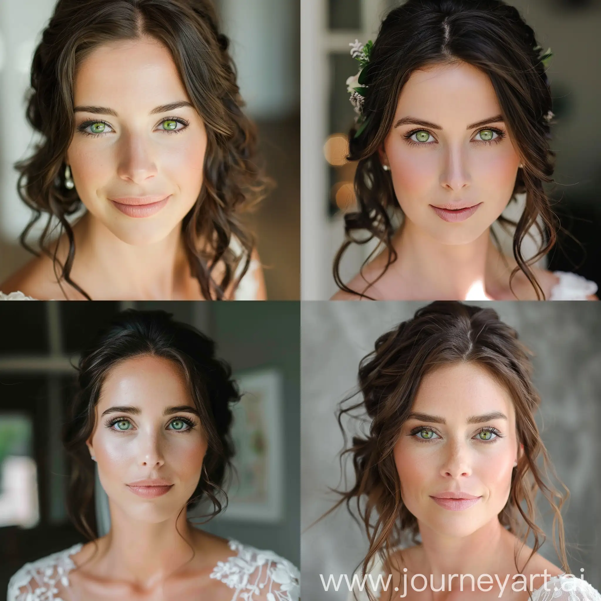 Elegant-Brunette-Bride-with-Green-Eyes-Romantic-Wedding-Portrait