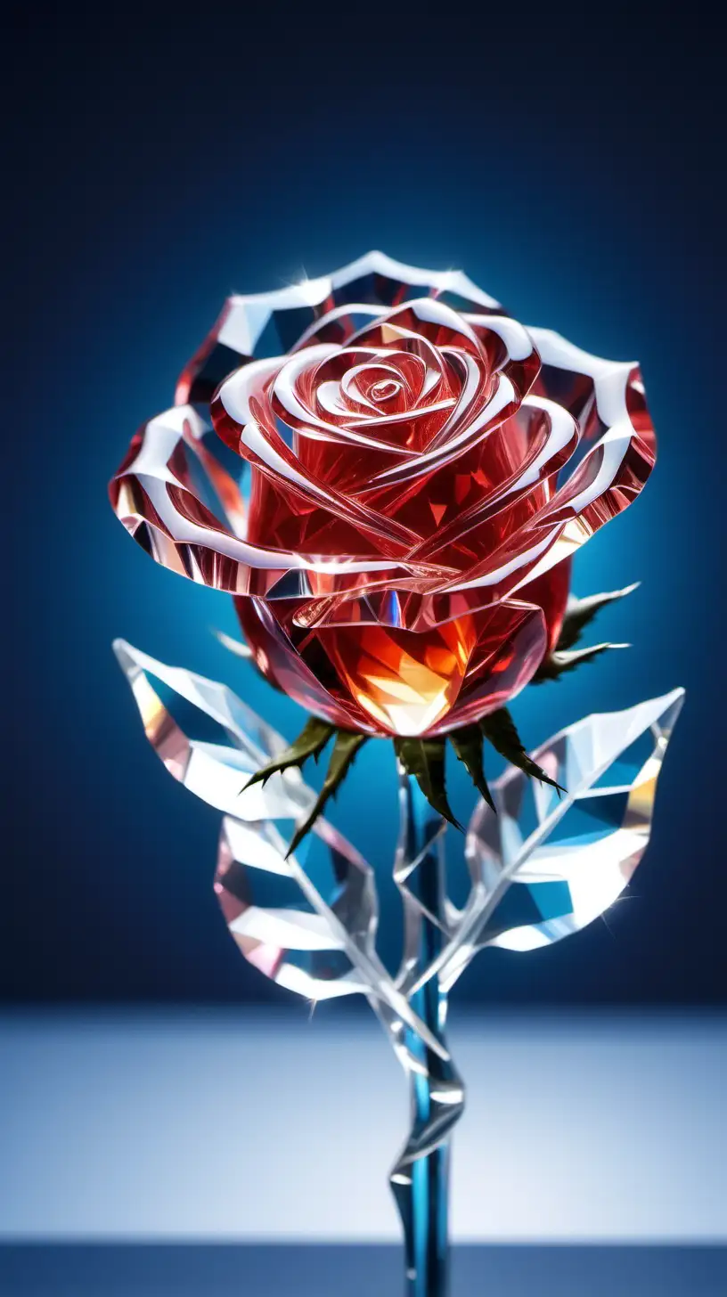 A rose made of crystal. Bright background
