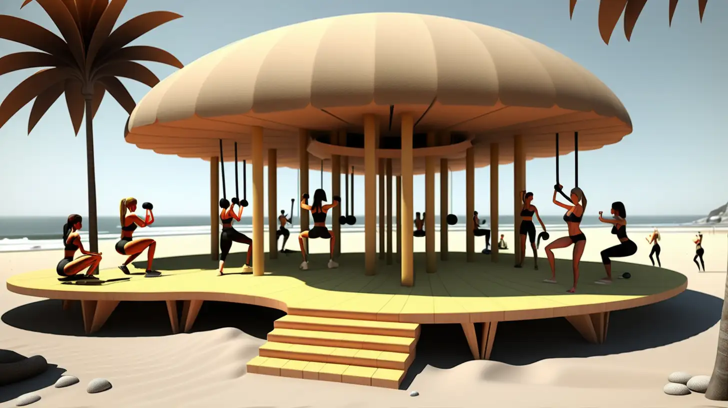 beach ecological gym for sol de janeiro metaverse experience. just women
