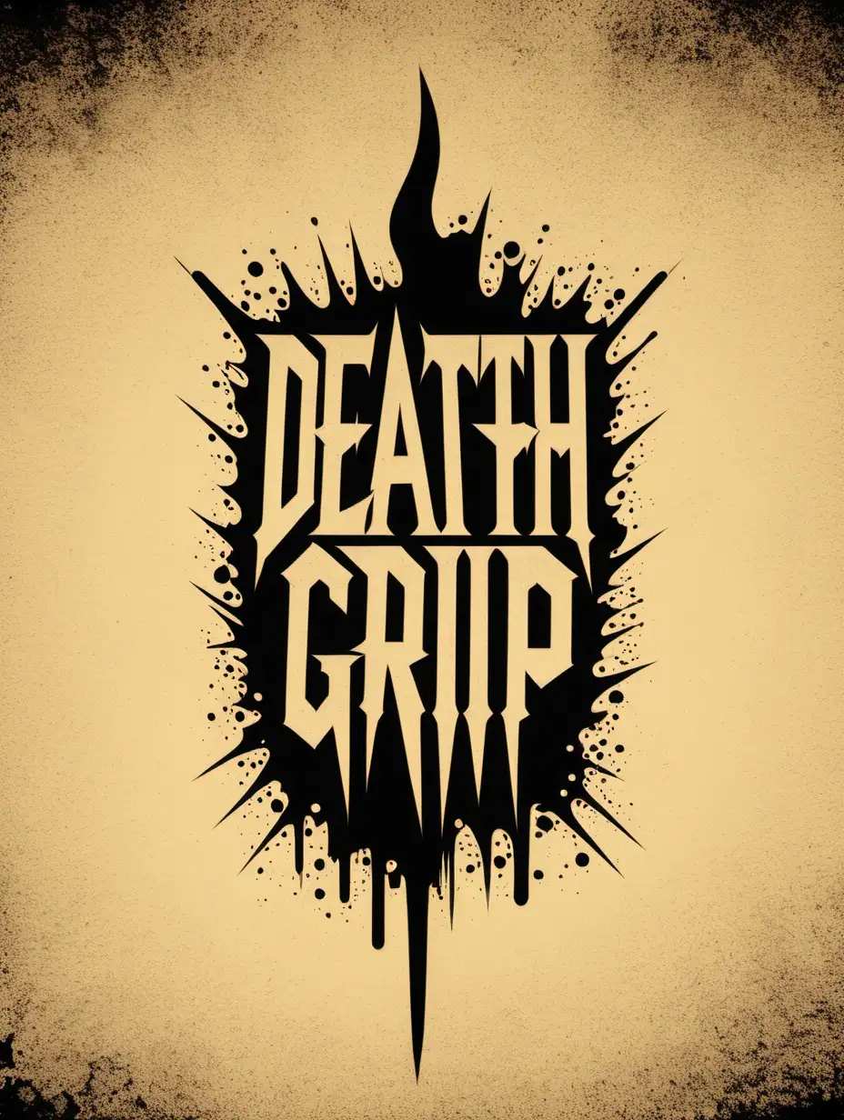 DeathGrip, stencil, simple, minimalist, vector art, negative space, logo, grindhouse 