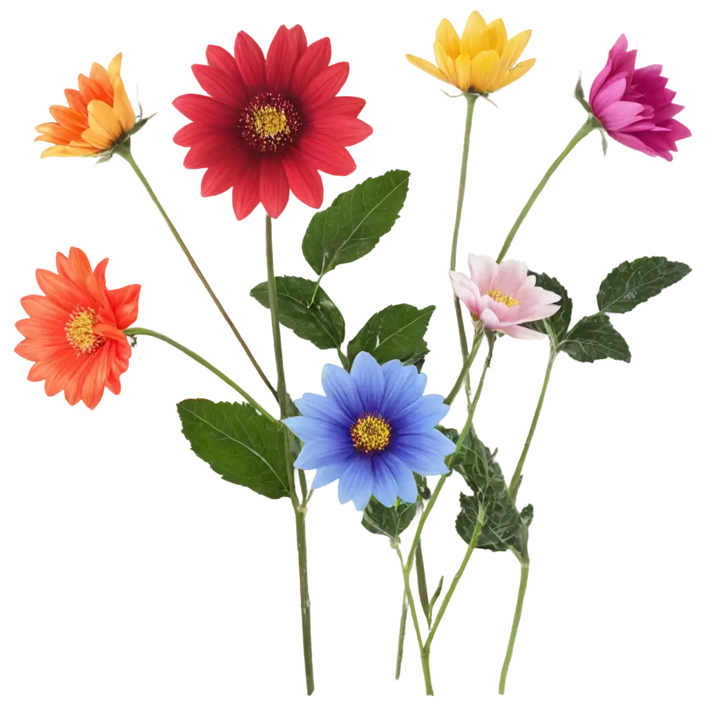 Multiple colour flowers
