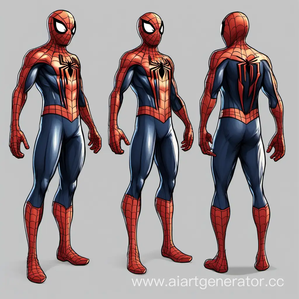 концепт костюма человека-паука в полный рост для видеоигры