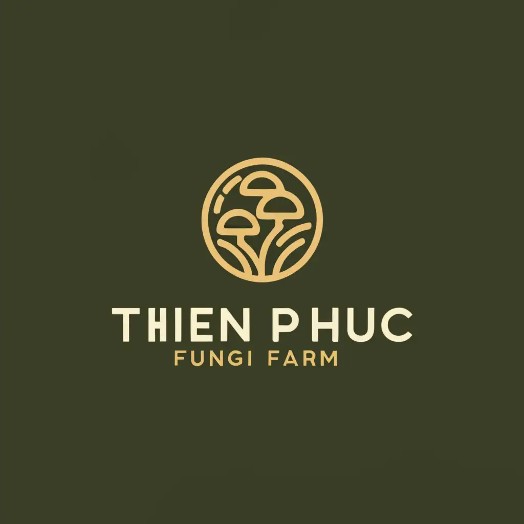 a logo design,with the text "Thien Phuc Fungi Farm", main symbol:circle mushrooms,Minimalistic,be used in Construction industry,clear background