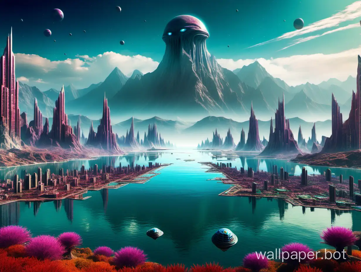 Vibrant-Alien-City-by-the-Lakeside-with-Mountain-Vista