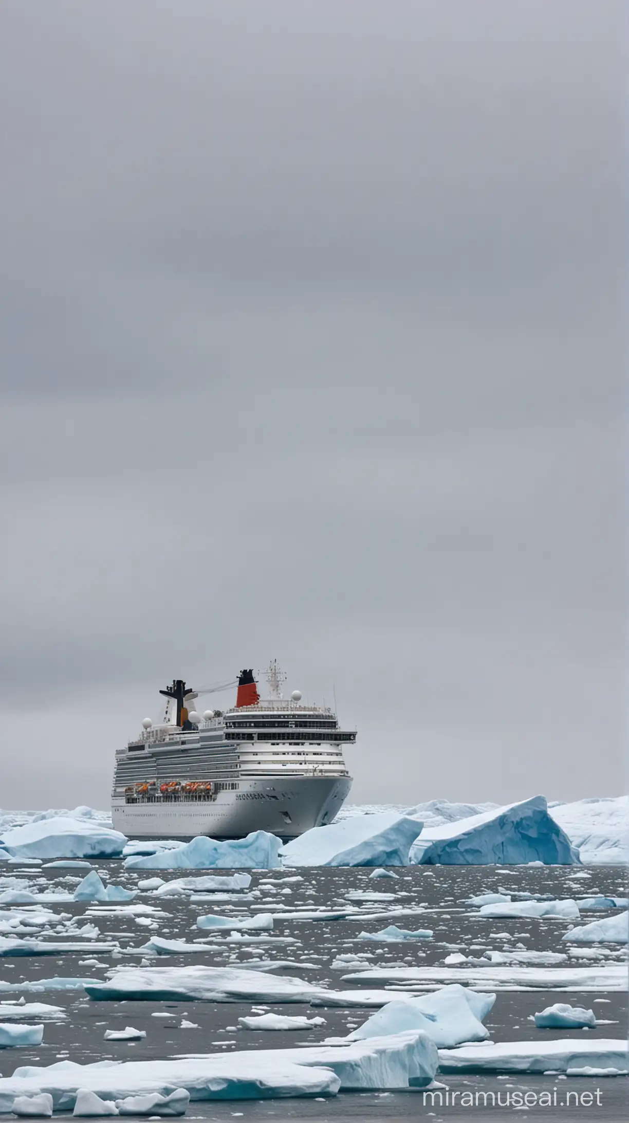 cruise ship passes icebergs,nearly