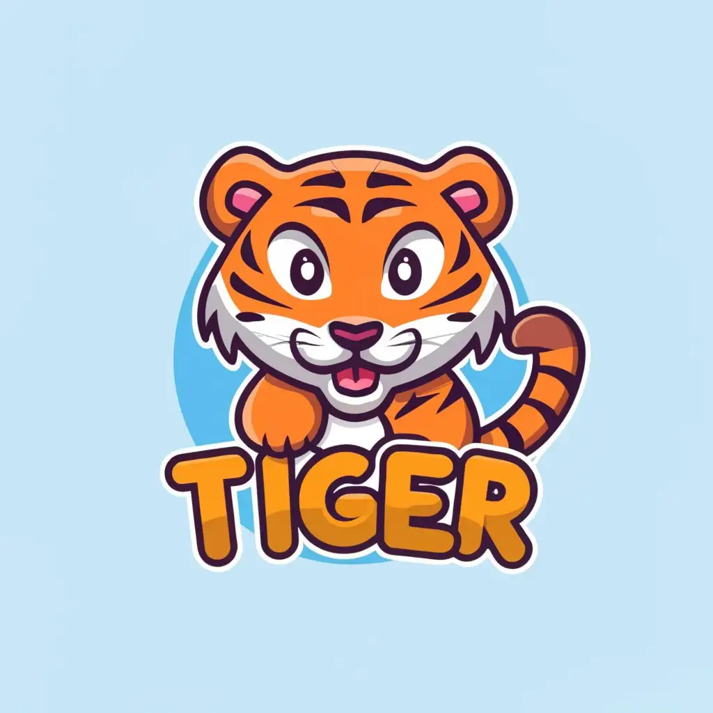 a logo design,with the text "tiger", main symbol:cute tiger,Moderate,be used in Retail industry,clear background