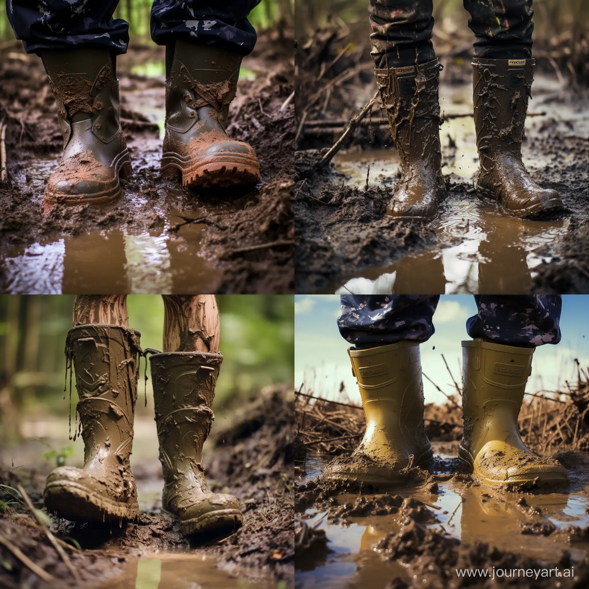 mud in rubber boots