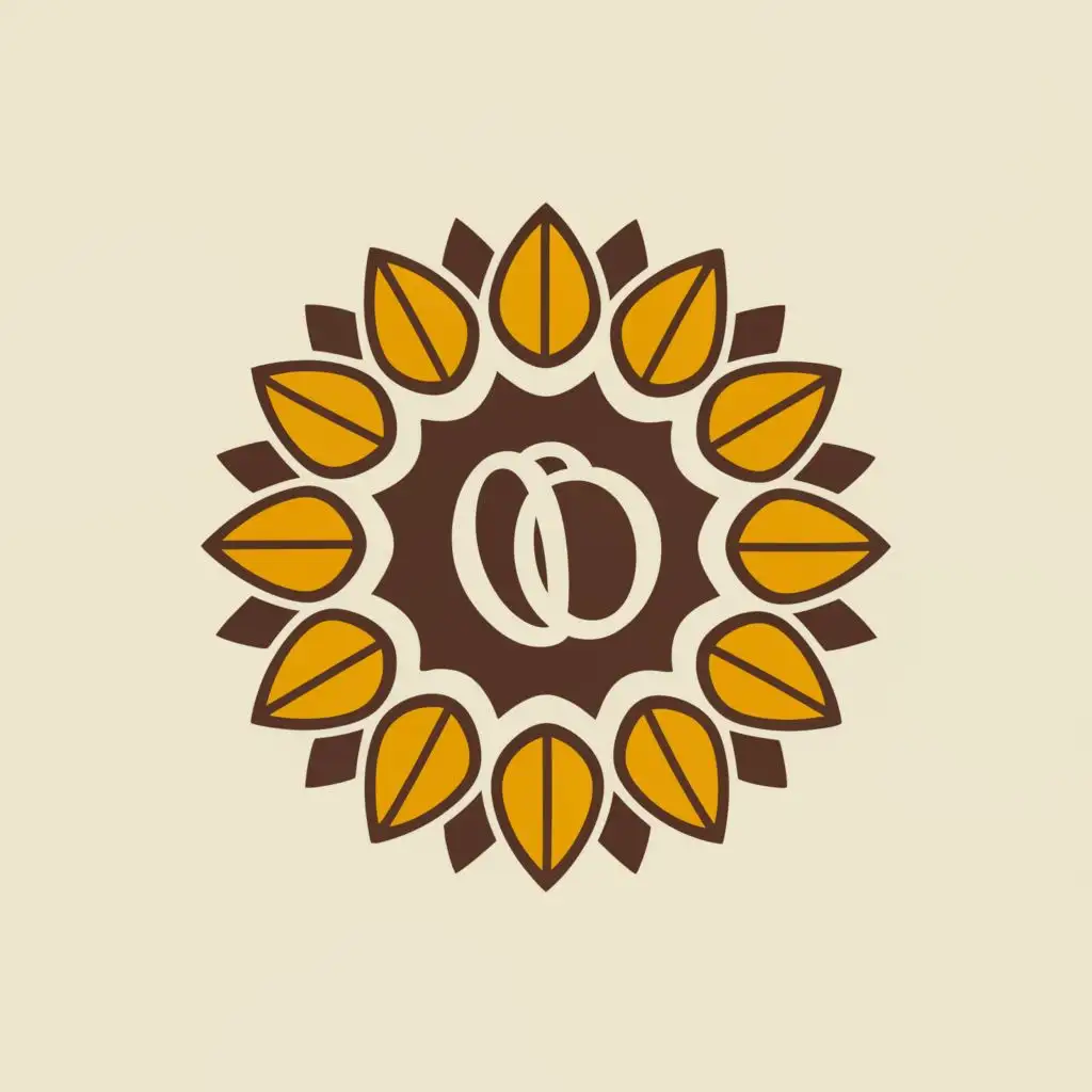 logo, a sunflower logo, no name only icon, 2d, geometric, single color, minimalistic, with the text "o", typography