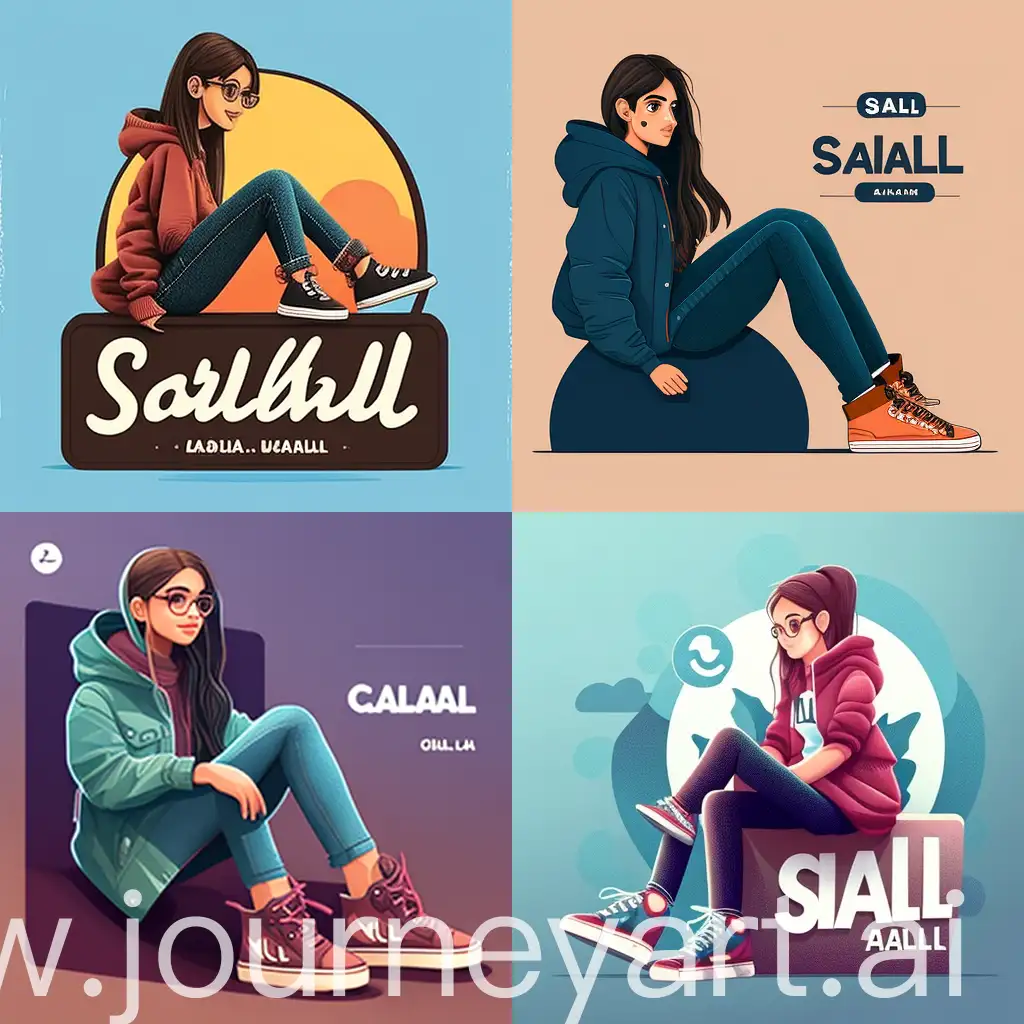 create a 3D illustration of an girl animated character sitting casually on top of a social media logo "Instagram". The character must wear casual modern clothing such as jeans jacket and sneakers shoes. The background of the image is a social media profile page with a user name "Palak" and a profile picture that match.