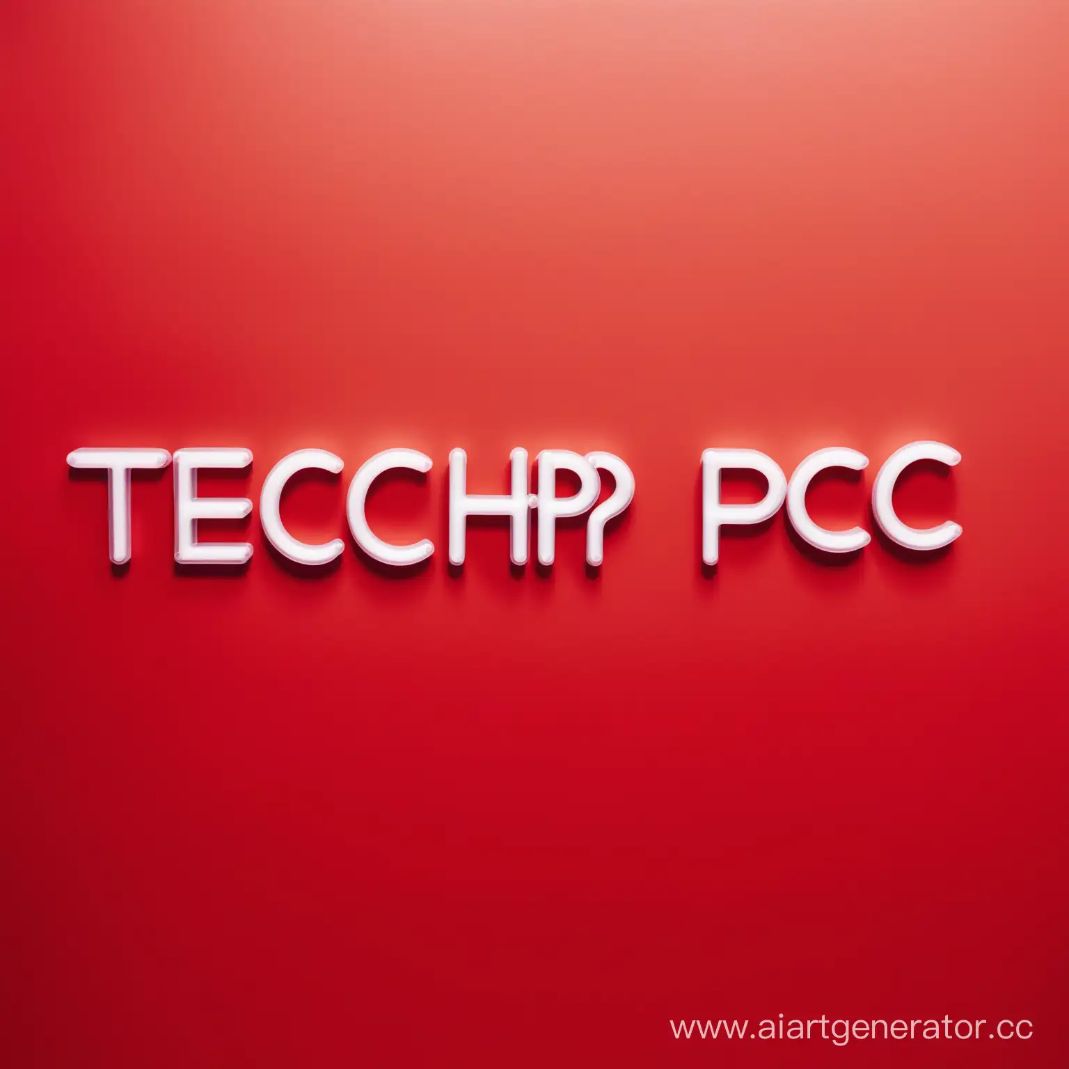 На красной стене красивыми нейлоновыми буквами написано TechPc