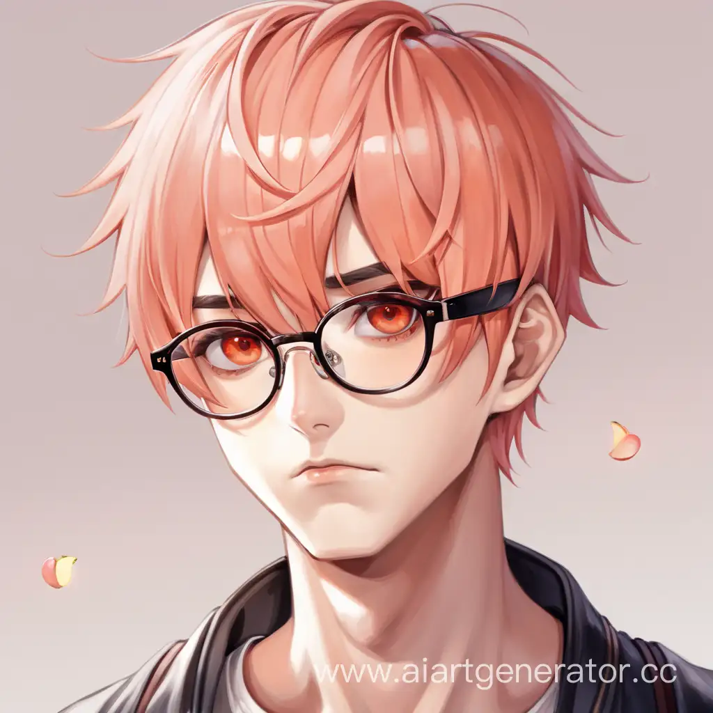 Stylish-Guy-with-PeachColored-Hair-and-Red-Eyes