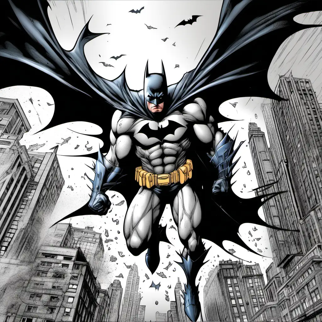 Dynamic Batman Action Painting Vigilante Hero in Vibrant Colors