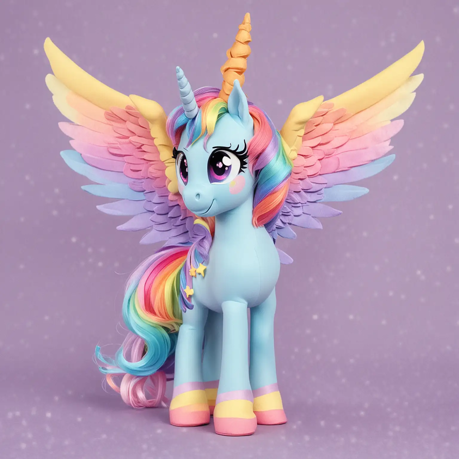 pastel rainbow my little pony with unicorn horn and wings