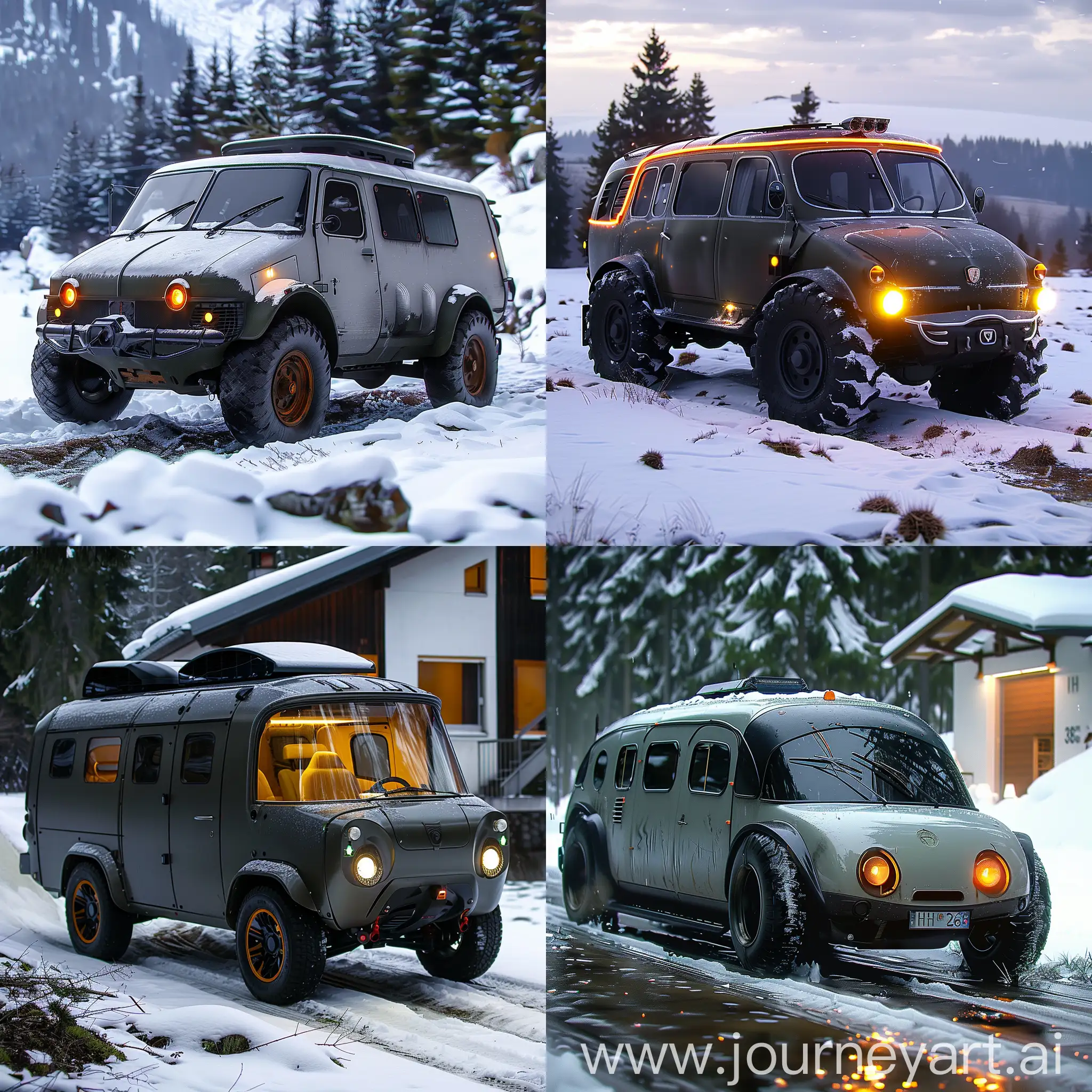 NeoFuturistic-UAZ452-SciFi-SelfDriving-Van-with-LED-Lighting-and-Solar-Panels
