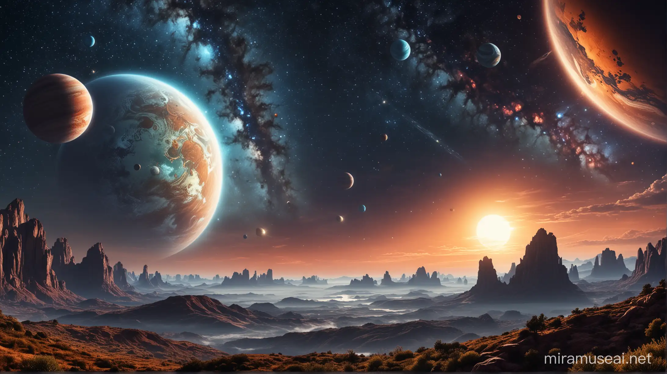 landscape with planets in the sky photo