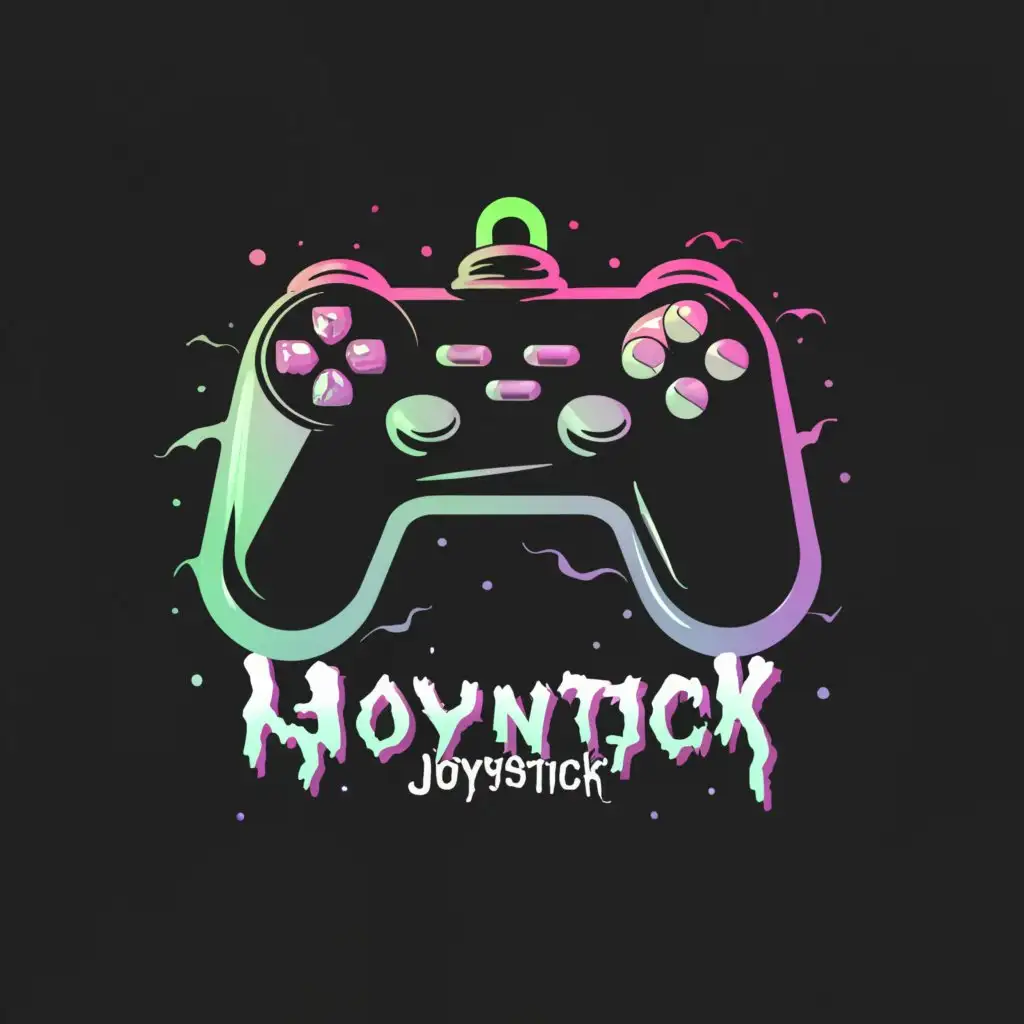 a logo design,with the text "haunted joystick", main symbol:controller,Moderate,be used in Internet industry,clear background