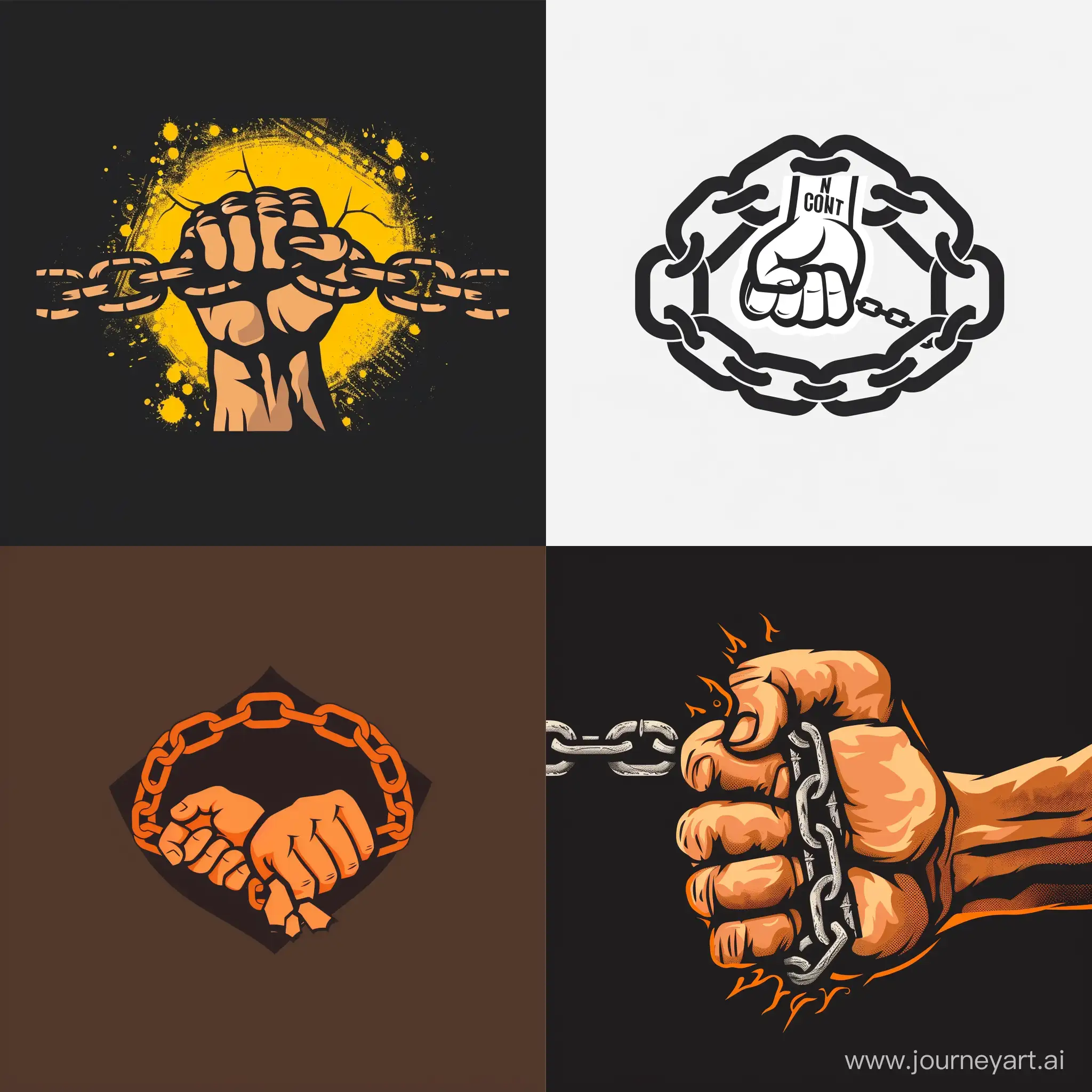 hand breaking chains gym logo
