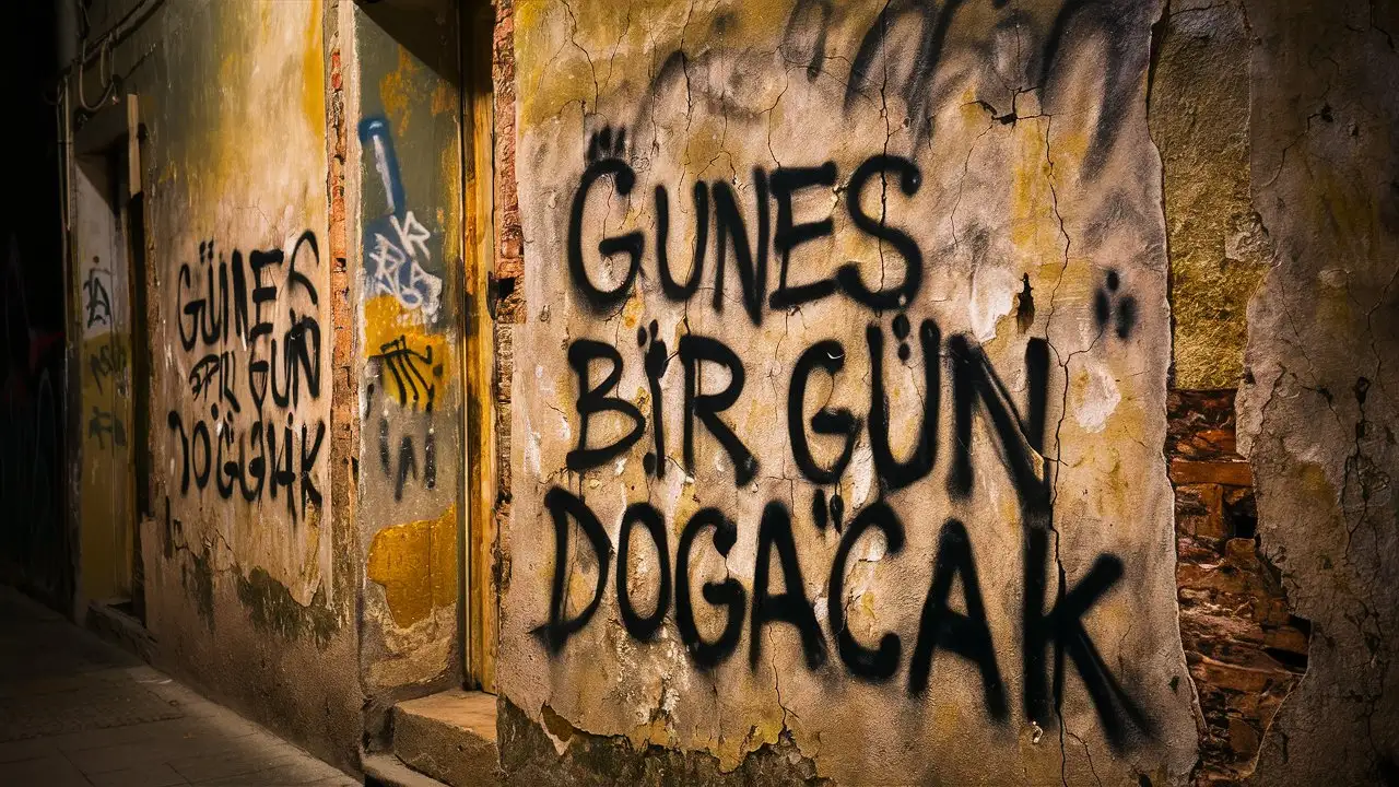 Gunes bır gun dogacak,An old wall writing
