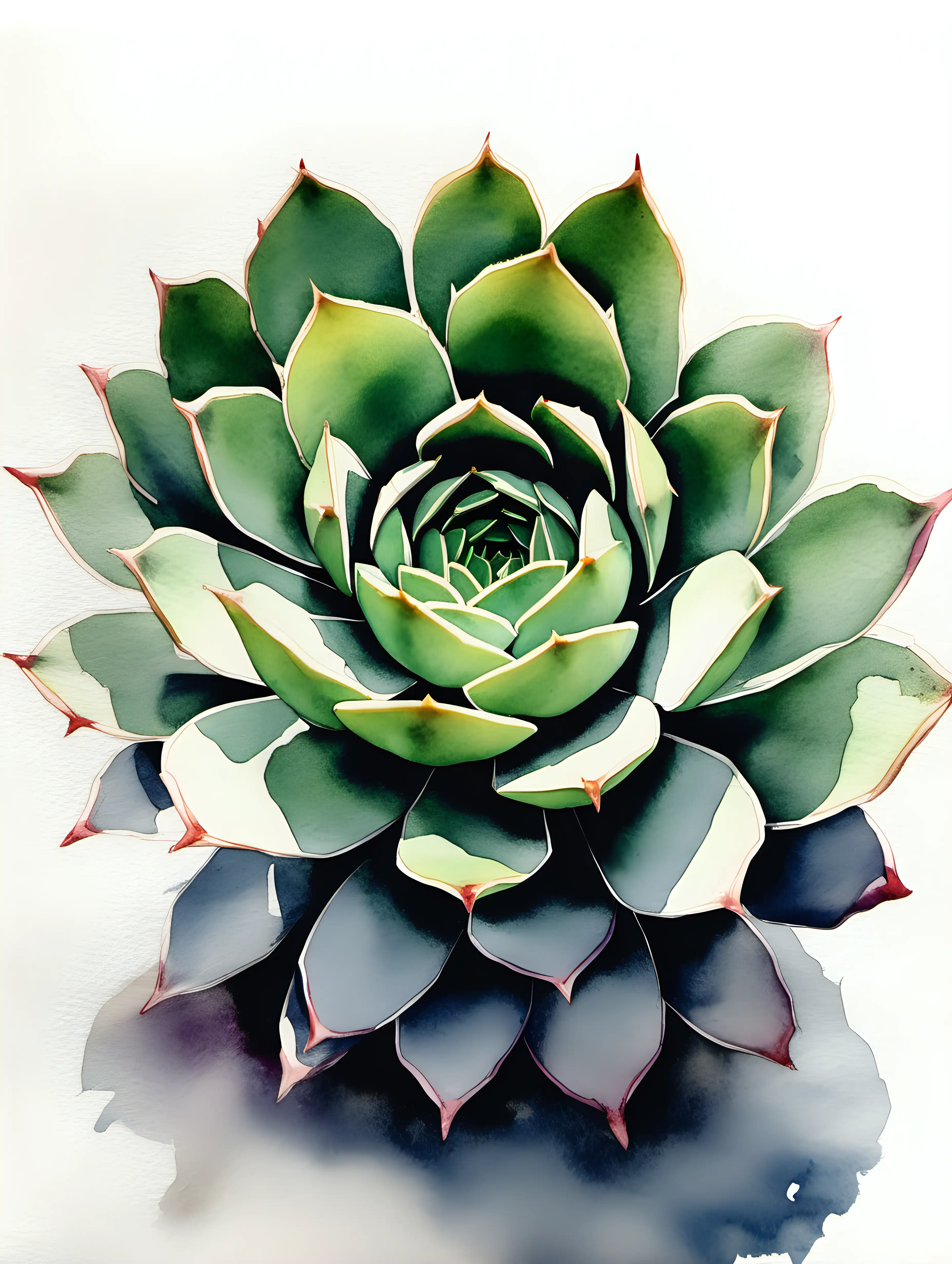 Serene Succulent Watercolor Art Minimalistic Botanical Painting