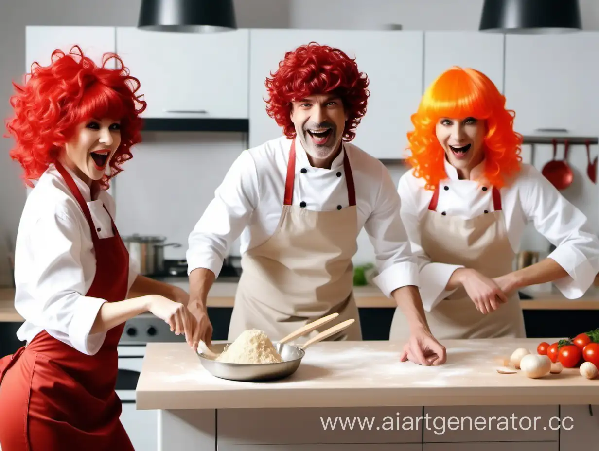 Vibrant-Culinary-Studio-Scene-Cooking-and-Dancing-in-Wigs
