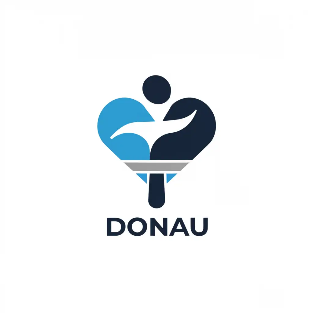 a logo design,with the text "TT Donau", main symbol:Table tennis
Racket
Child
Abstract
,Moderate,be used in Sports Fitness industry,clear background